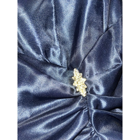 VTG 80s Jessica McClintock Satin Blue Strapless Bubble Mini Dress Sz 1 Formal - Picture 3 of 6